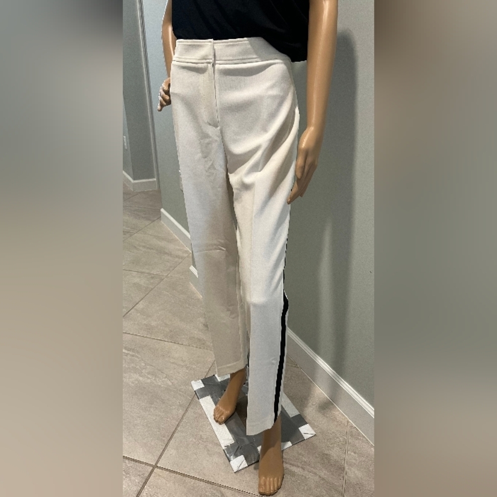 Trina‎ Turk Norikko 2 White Pants With Black Stripe Size 12 NWT